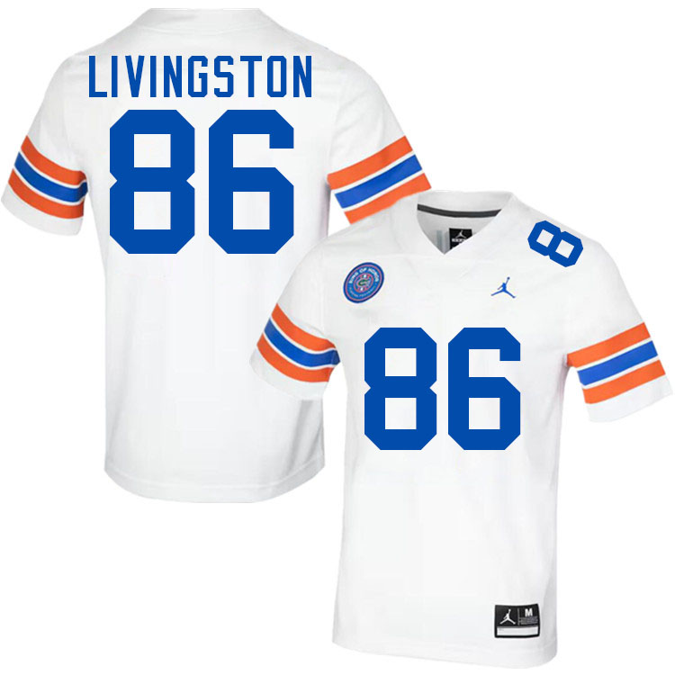 #86 Tony Livingston Gators Jersey,Florida Gators College Football Jerseys Stitched-Throwback White  #86 Tony Livingston Gators Jersey,Florida Gators College Football Jerseys Stitched-Throwback White